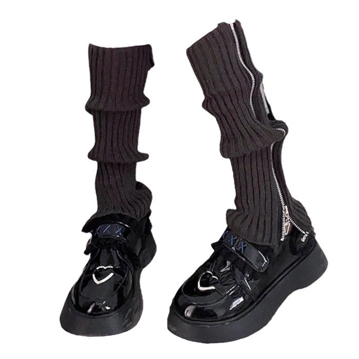 Y2K Black Zip Up Leg Warmers Boogzel Clothing