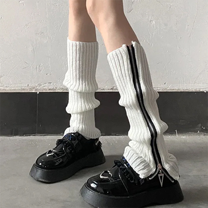 Y2K Black Zip Up Leg Warmers Boogzel Clothing