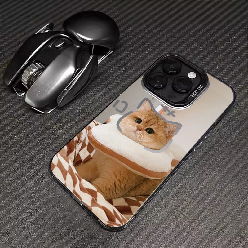 Hamburger Cat Phone Case - For iPhone 15 / Cat A-black