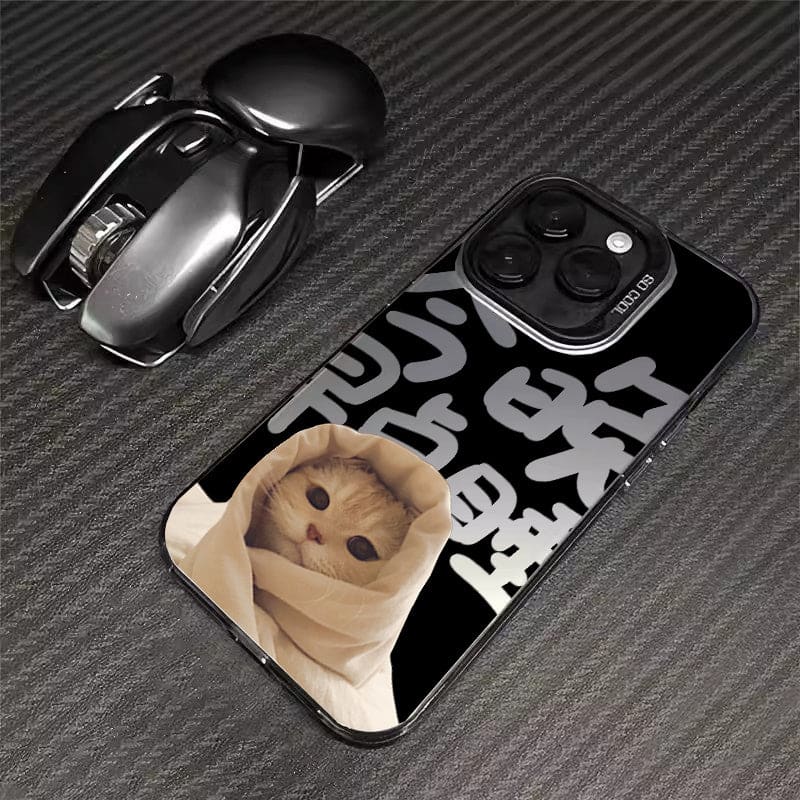 Hamburger Cat Phone Case - For iPhone 15 / Cat C-black
