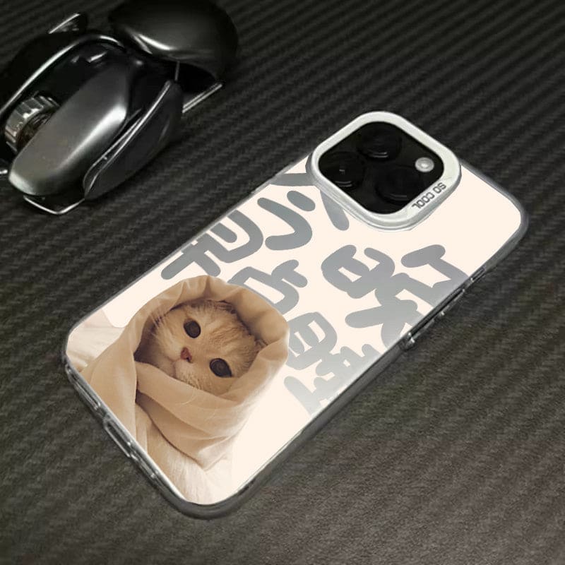 Hamburger Cat Phone Case - For iPhone 15 / Cat D-silver