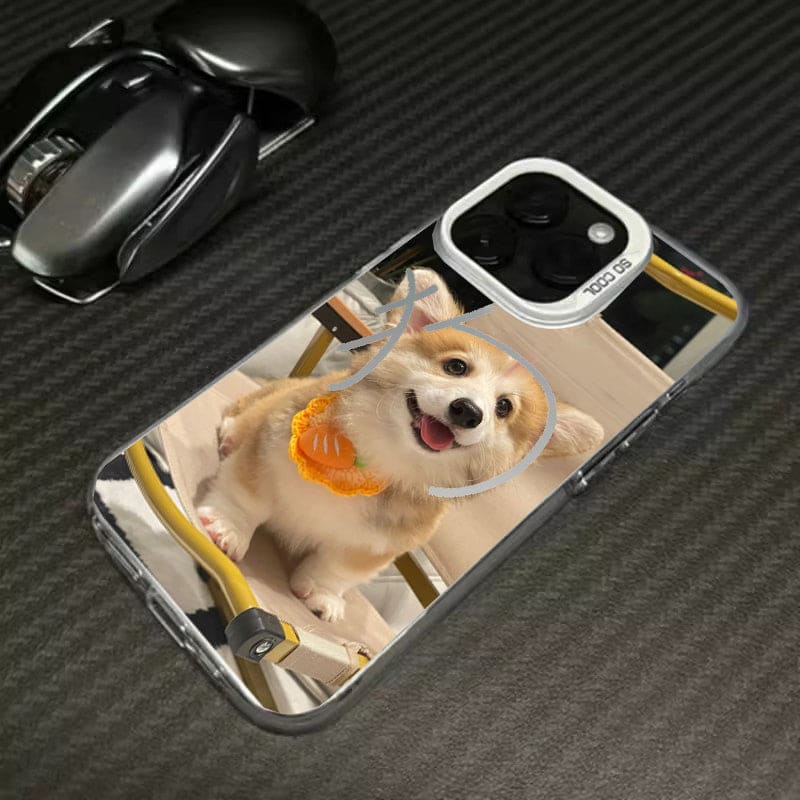 Hamburger Puppy Phone Case - For iPhone 15 / Puppy A-silver