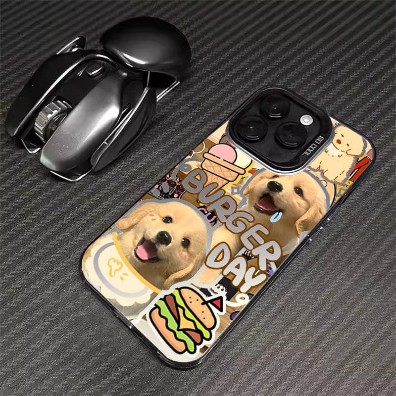 Hamburger Puppy Phone Case - For iPhone 15 / Puppy B-black