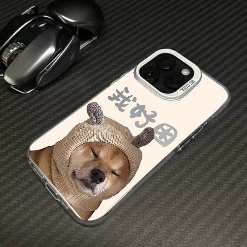 Hamburger Puppy Phone Case - For iPhone 15 / Puppy C-silver