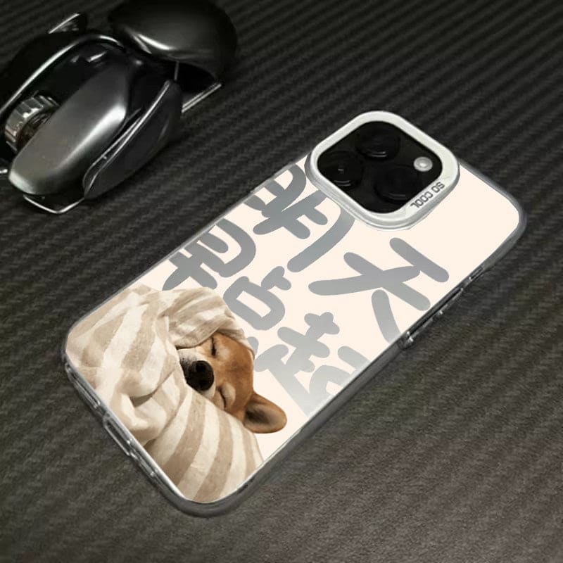 Hamburger Puppy Phone Case - For iPhone 15 / Puppy D-silver