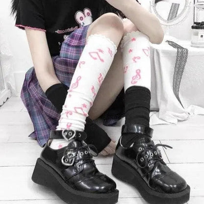 Harajuku JK Uniform Punk Lace-up Buckle Strap Platform Wedge Shoes EG15394 - Egirldoll