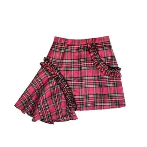 Harajuku Long Sleeve Top Irregular Plaided Skirt Set EG195 - Egirldoll