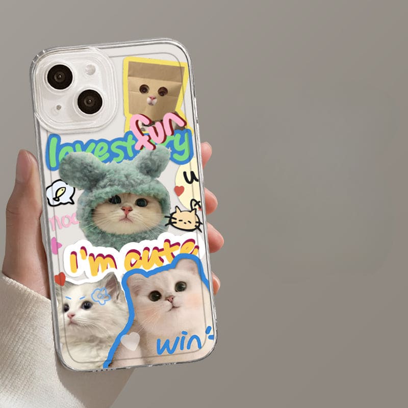 Have Fun Cat Phone Case - For iPhone 15 / Cat C-transparent