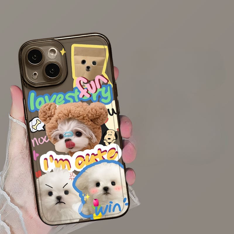 Have Fun Puppy Phone Case - For iPhone 15 / Puppy C-black