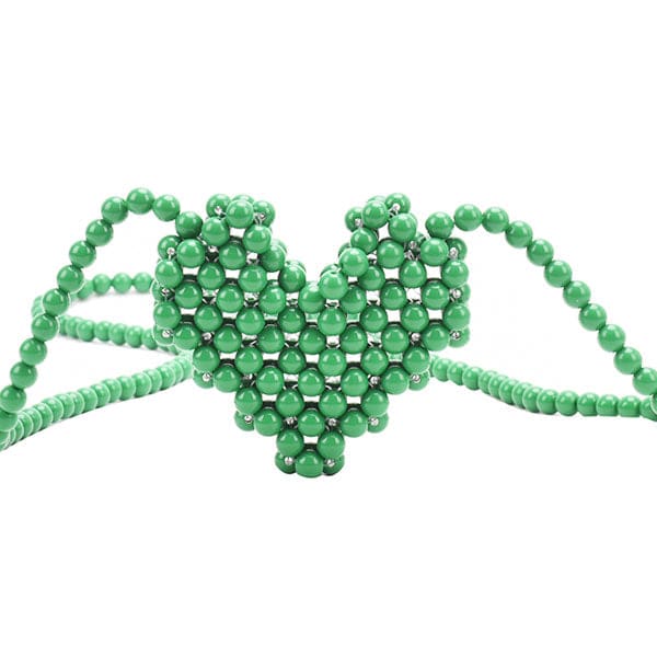 Heart Beaded Woven Handbag - Handbags