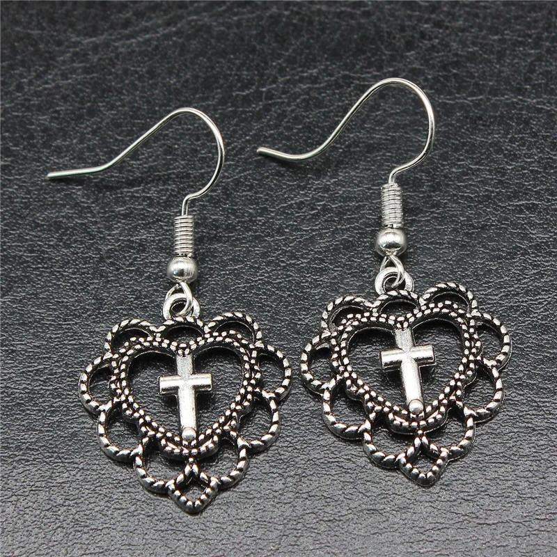 Elegant Love Heart Cross Earrings Boogzel Clothing