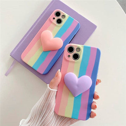 Heart Rainbow Stripes iPhone Case - IPhone Case