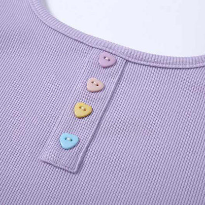 Heart Button Purple Top Boogzel Clothing