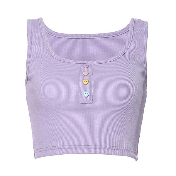 Heart Button Purple Top Boogzel Clothing