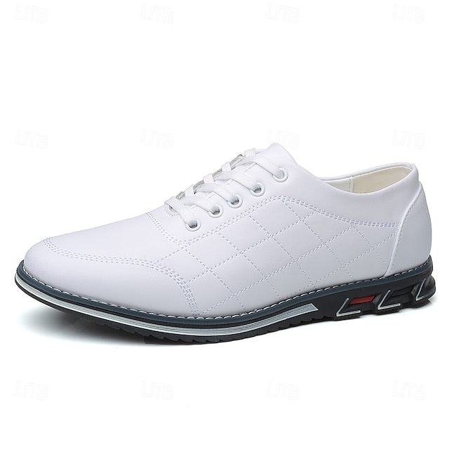 - Faux Sneakers Quilted Men's Stylish Blue Leather Lace-Up FashionChic