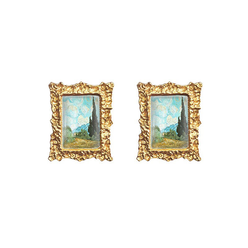 Oil Painting Impressionism Earrings Boogzel Clothing