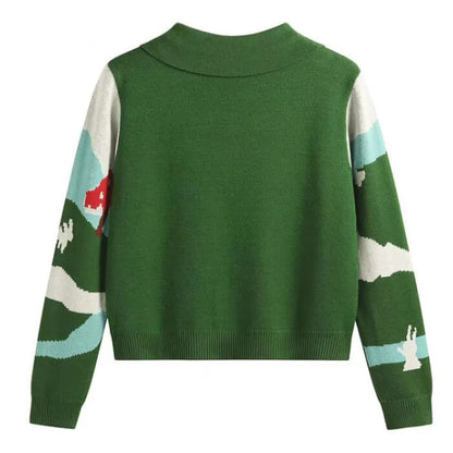 Cute Green Mushroom Collar Cardigan Boogzel Clothing