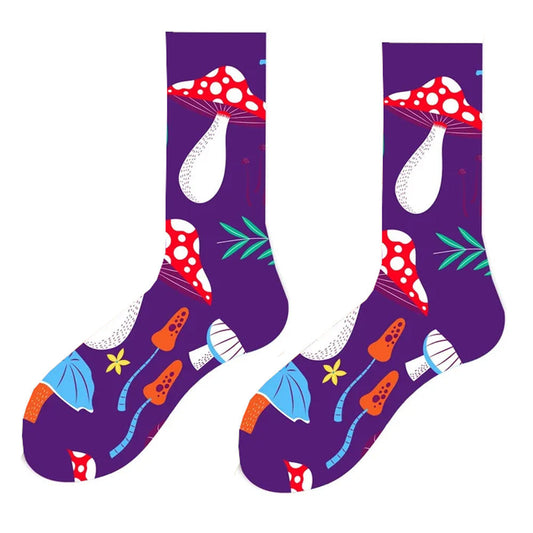 Purple Mushroom Print Socks Boogzel Clothing