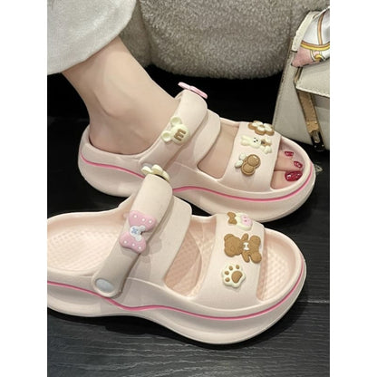 Kawaii Home Wear Bunny and Bear Sandals ON873 - Pink / 35 -