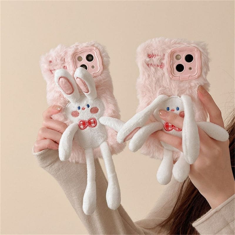 Kawaii Pull Ear Rabbit Phone Case - rabbit / For iphone 14