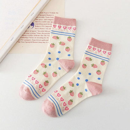 Kawaii Strawberry Socks - Pink - Socks