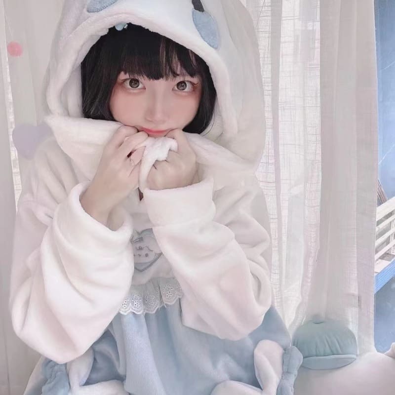 Kawaii White Blue Bunny Pajamas Homewear ON776