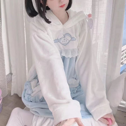 Kawaii White Blue Bunny Pajamas Homewear ON776