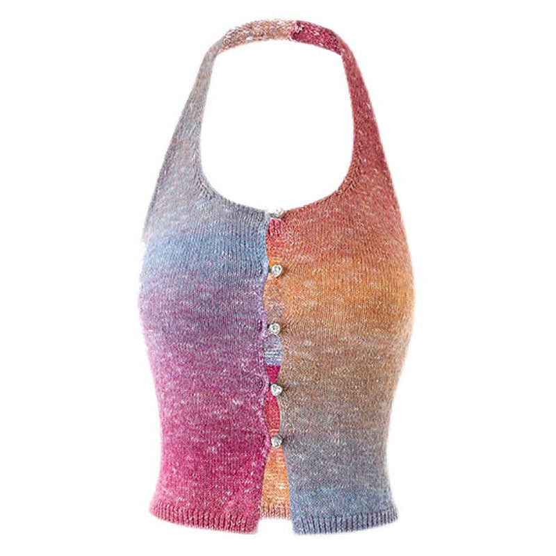 Gradient Rainbow Knit Halter Top Boogzel Clothing