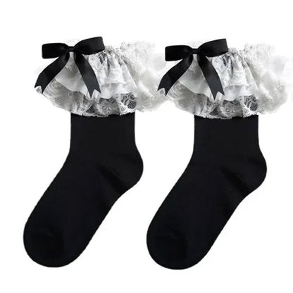 Lolita Lace Ruffle Bow Socks SpreePicky