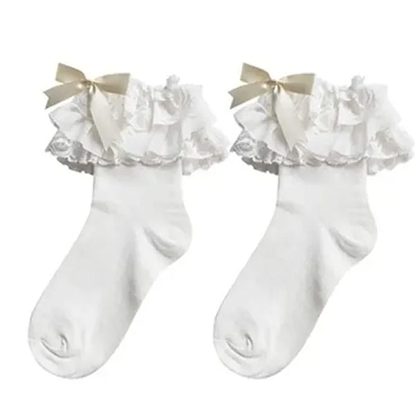 Lolita Lace Ruffle Bow Socks SpreePicky