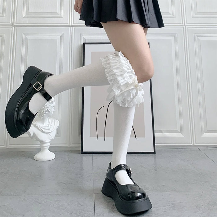 Lolita Lace Ruffle Bow Socks SpreePicky