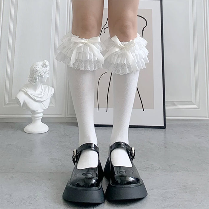 Lolita Lace Ruffle Bow Socks SpreePicky