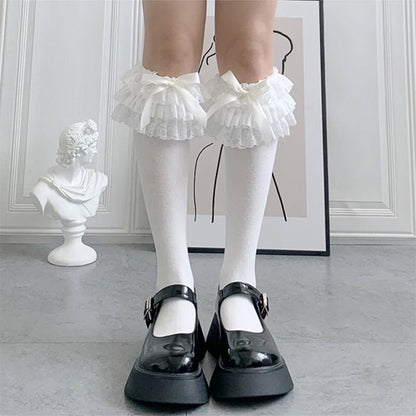 Lolita Lace Ruffle Bow Socks SpreePicky