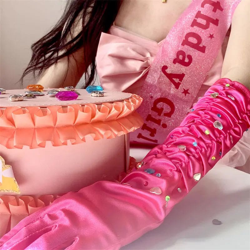 Kawaii Aesthetic Y2K Cute Fairy Love Diamond Etiquette Belt Gloves MK Kawaii Store
