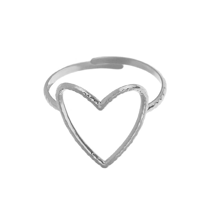 Luxury Gold Heart Ring - Adjustable / Silver - ring