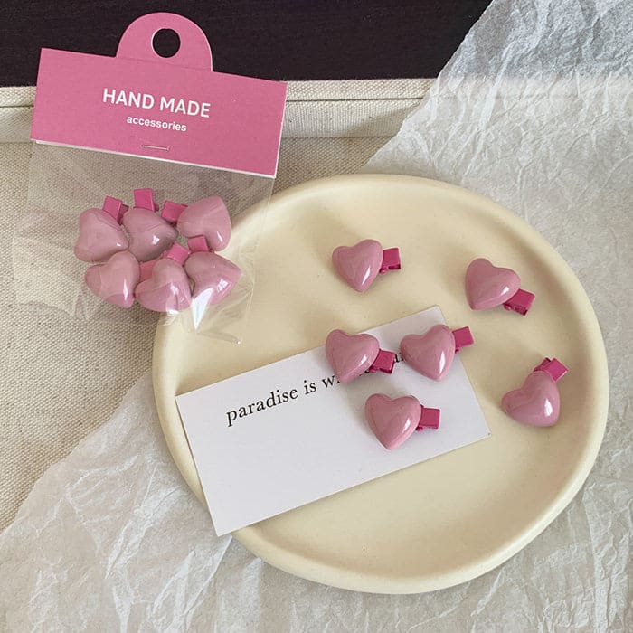 Mini Hearts Hair Clips - Standart/ 6pcs / Pink - Other