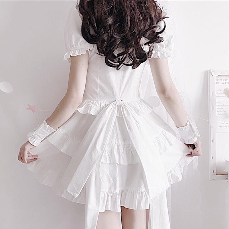 Y2K Ruffle Lace Up Buckle Gothic Sweet Dress Modakawa