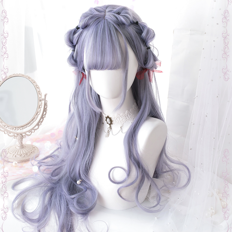 Purple Daily Long Curly Wig Modakawa