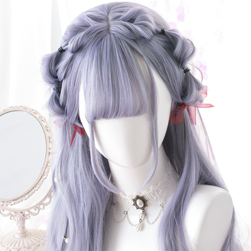 Purple Daily Long Curly Wig Modakawa