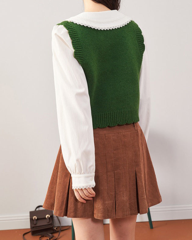 Mushroom Green Knit Vest Boogzel Clothing