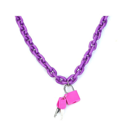 Neon Lock and Key Chain Necklace - Necklace