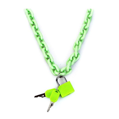 Neon Lock and Key Chain Necklace - Necklace