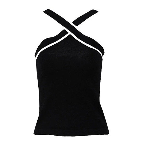 Black with White Halter Top SpreePicky