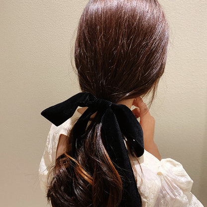 Chic Black Velvet Hair Bow SpreePicky