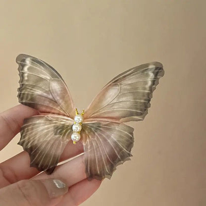 Kawaii Aesthetic Y2K Cute Fairy Pearl Mesh Butterfly Hair Clip MK Kawaii Store