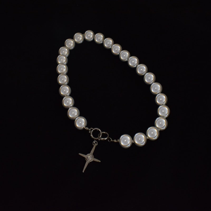 Reflective Pearl Cross Necklace SpreePicky