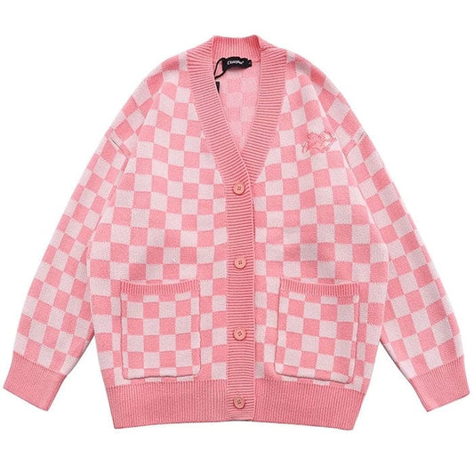 Pink Checkered Cardigan - Free Size / Pink - Cardigan