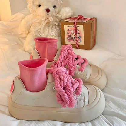 Pink Heart Chunky Sneakers - Sneakers