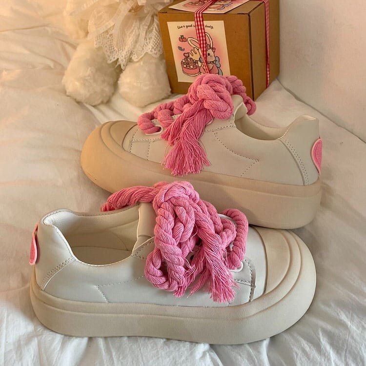 Pink Heart Chunky Sneakers - Sneakers