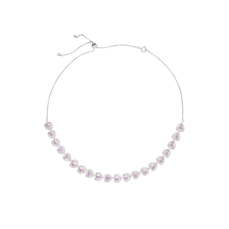 Pink Heart Diamond Necklace - 20 diamonds